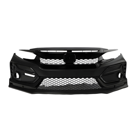 Front bumper conversion kit for Honda Civic Type R with mesh grille, black finish