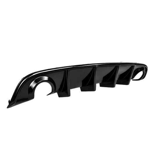 Rear bumper diffuser panel, glossy black with four fins and two exhaust cutouts