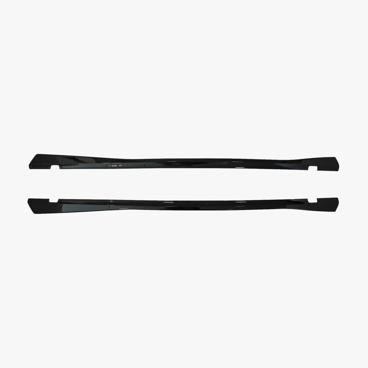 Black side skirt extension pair for Dodge Challenger, long panels with openings
