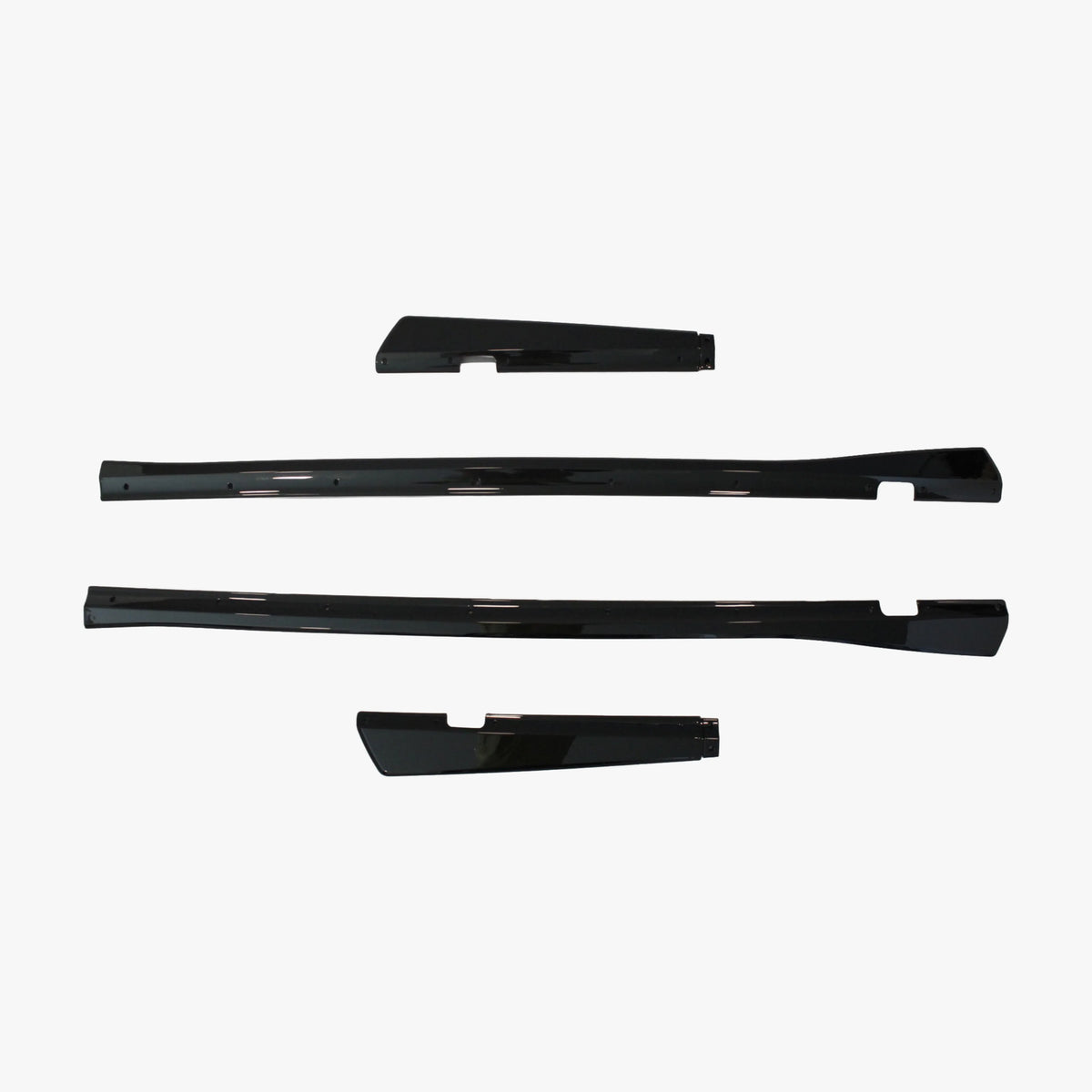 Black side skirt extension set for Dodge Challenger, three separate pieces