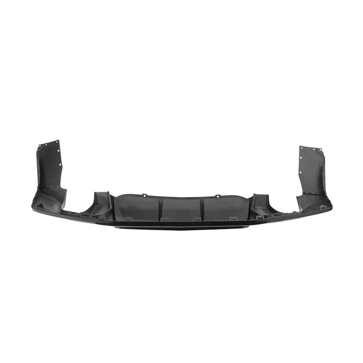 Black rear bumper diffuser underside with side mounting brackets and center panels
