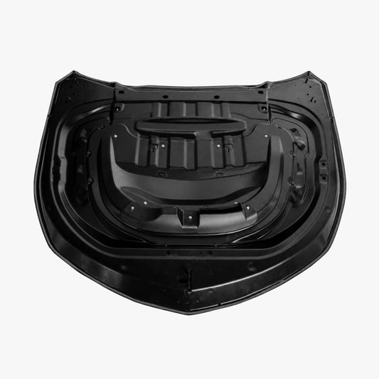 Underside of front air-vent hood cover in matte black with mounting brackets