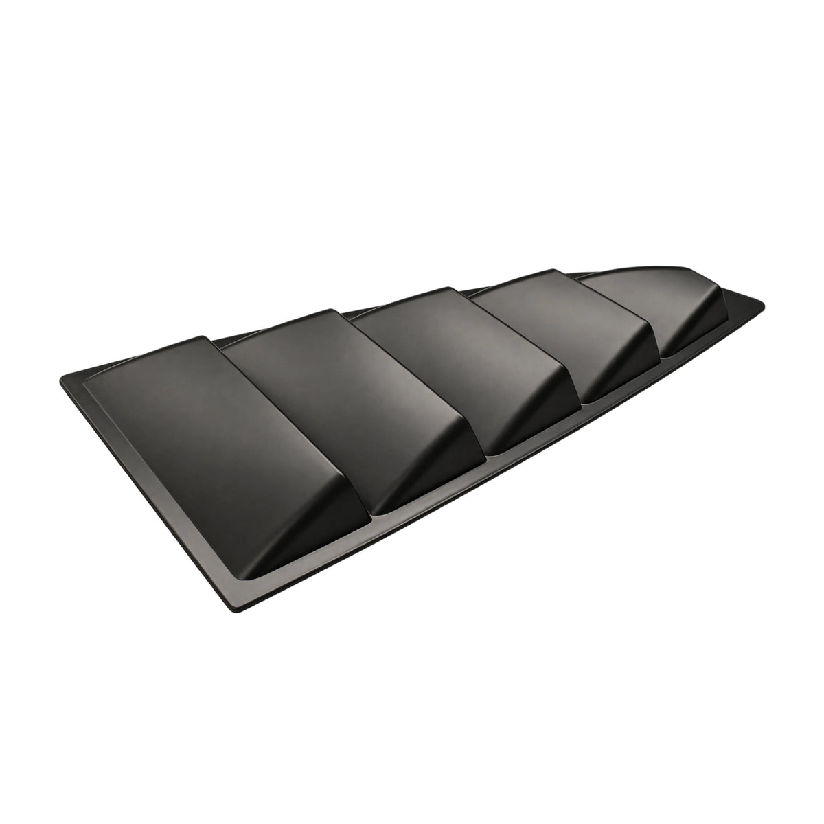 Black rear side window louver covers with raised slats, 2-piece set