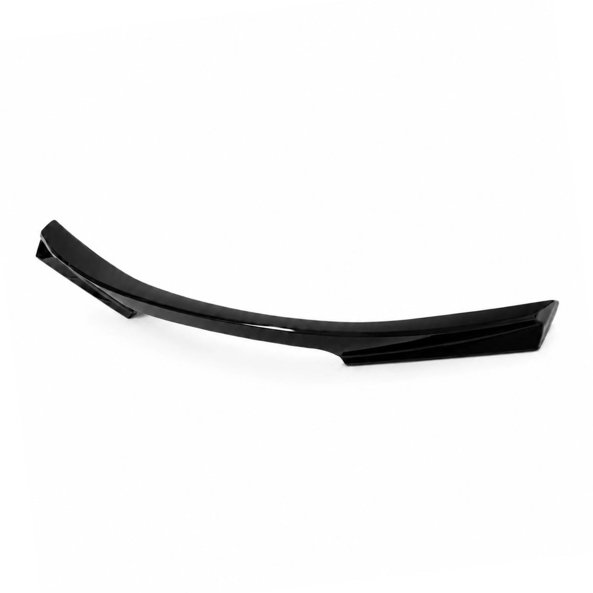 Glossy black rear ducktail spoiler, curved lip design shown from side