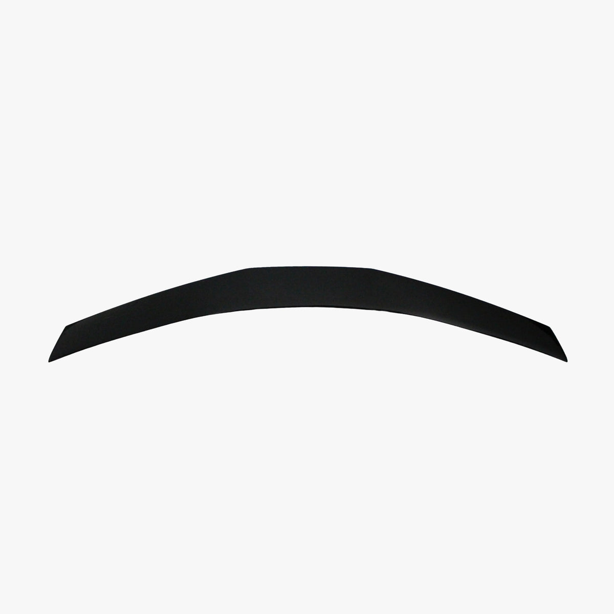 Black low profile rear spoiler, wide arched shape viewed from above