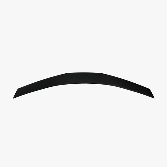 Black low profile rear spoiler, wide arched shape viewed from above