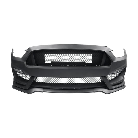 Front bumper with central mesh grille and side intakes, dark gray/black