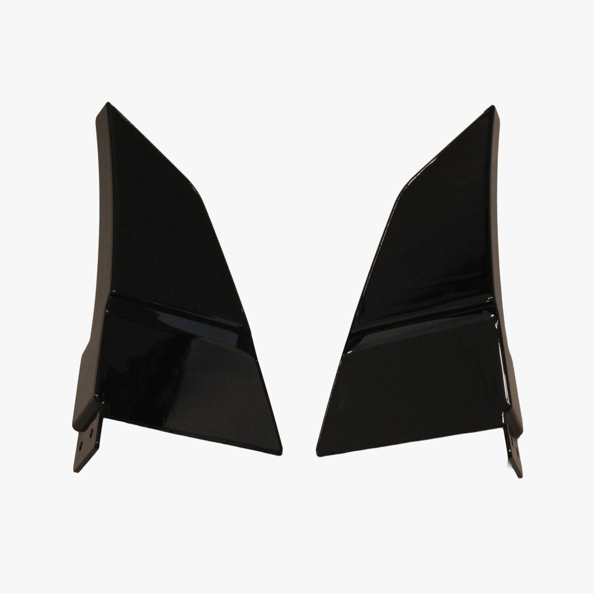 Black front lip splitter end pieces with vertical fins