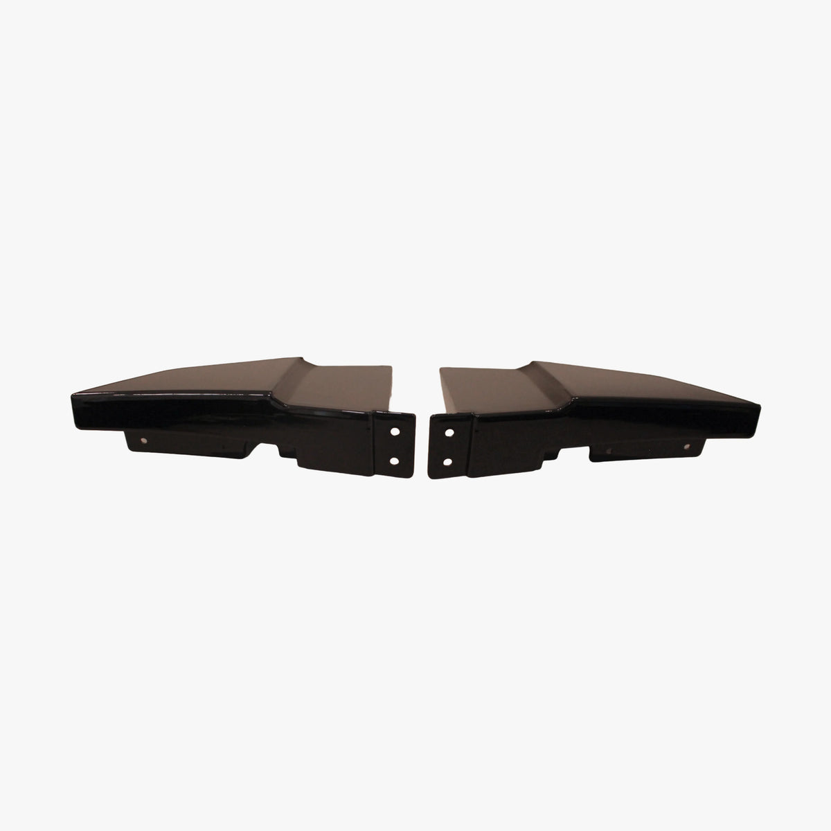 Black front splitter add-on brackets with mounting holes