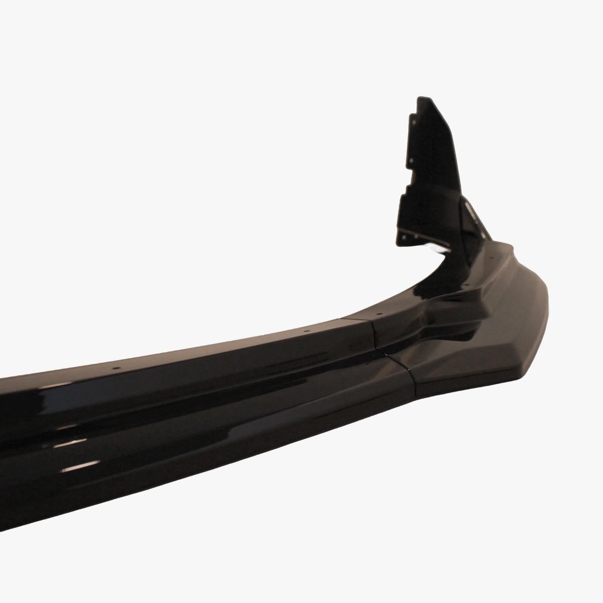 Black front lip splitter long edge section with raised end bracket